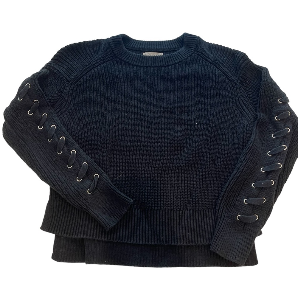 Lace-up sleeves, knit sweater (PacSun)
